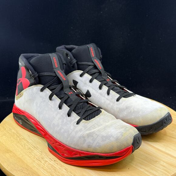 Under Armour Men’s Compfit Micro G Basketball Shoes White/ Red Size 11 - Picture 4 of 10